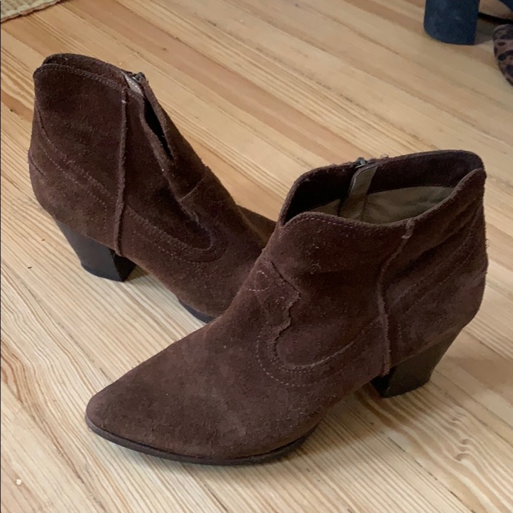 Frye Brown Suede Western Booties